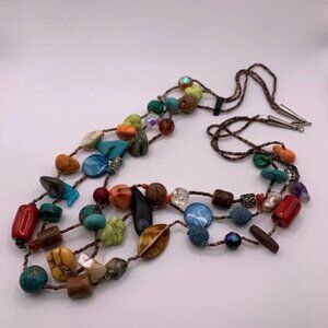 #189 Vintage multicoloured semi precious stone necklace